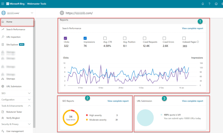 bing webmaster tools