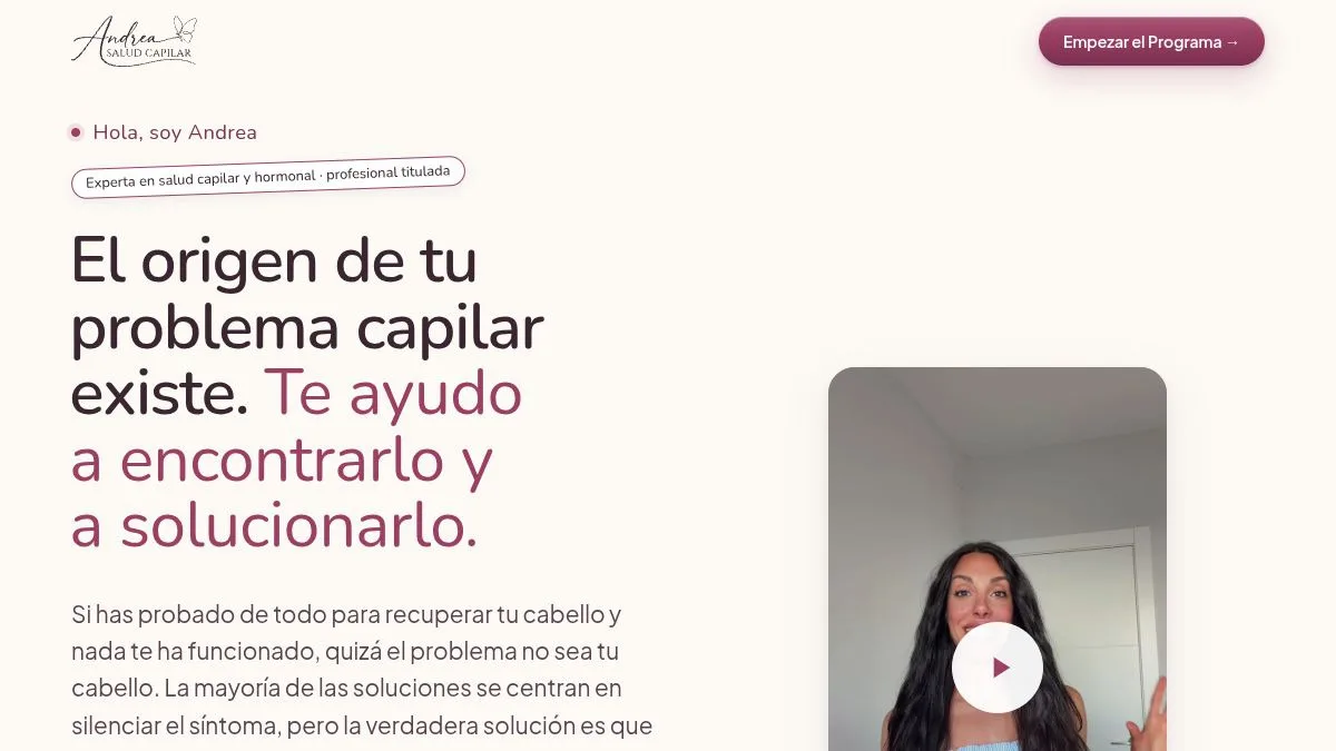 Website project for Andrea Salud Capilar