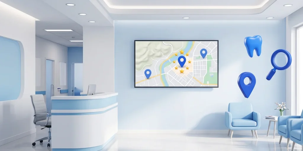 seo para clinicas dentales destacada SEO para clínicas dentales: recepción de clínica dental con mapa de Google y reseñas